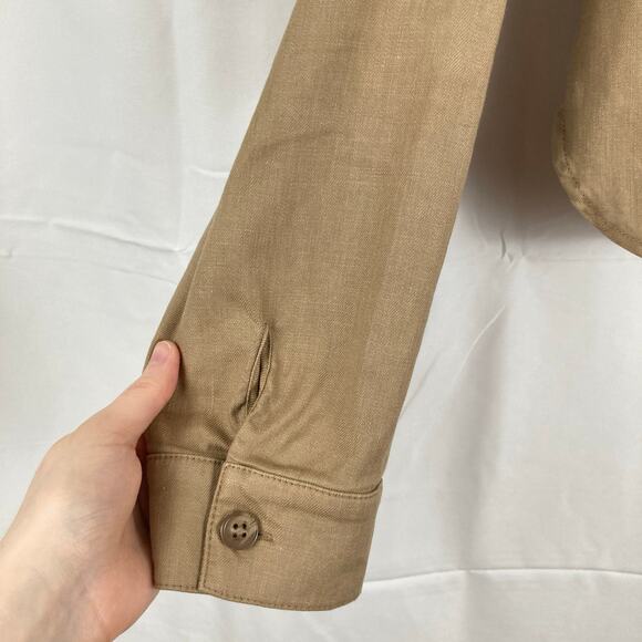 Level99 Evereve Womens L Tan Crop Linen Blend Utility Shacket Chore Fall Ranch - Picture 6 of 11